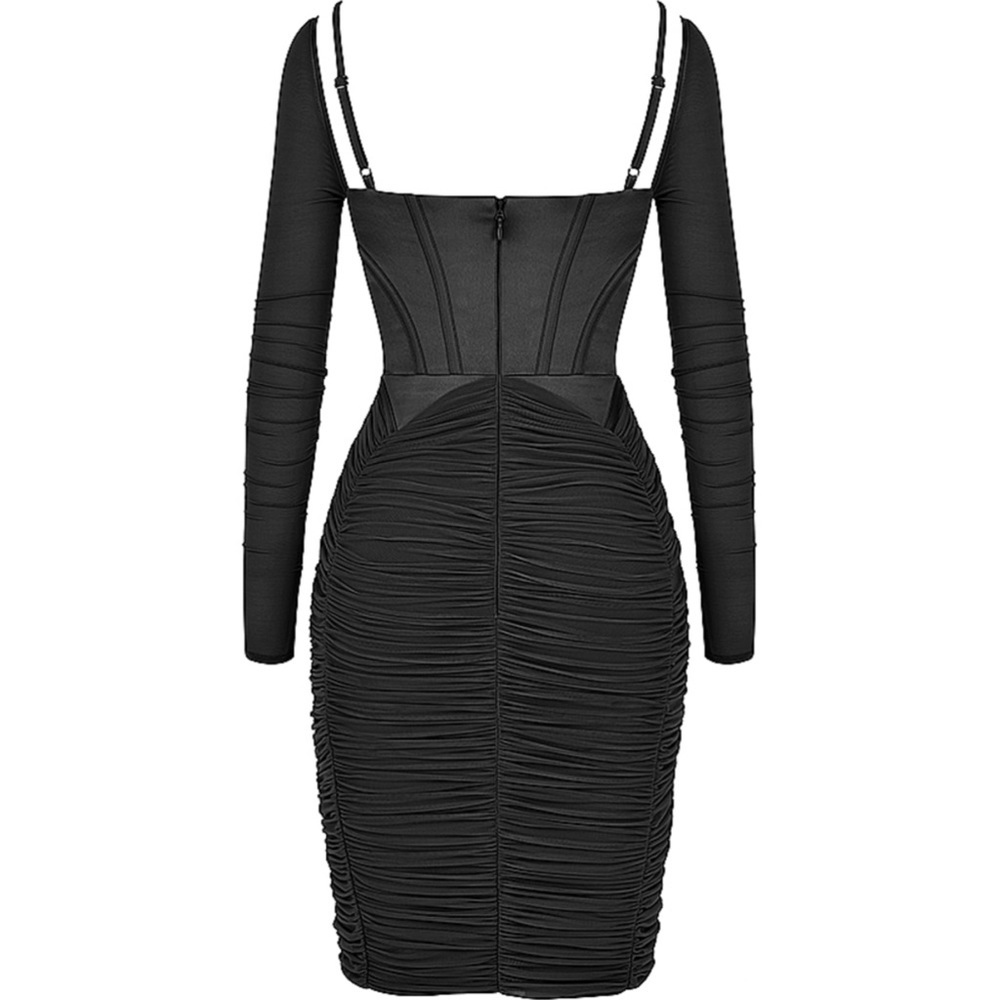 House of CB Freyja Black Gathered Corset Dress S Plus - Picture 5 of 16